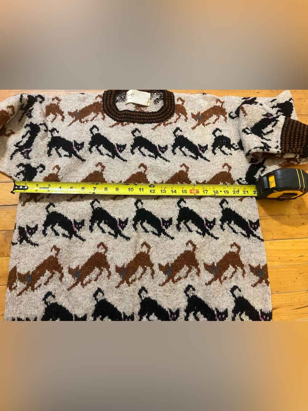 Sasha Kagan Vintage 1984 “Prowling Cats”100% Pure Shetland Sweater Handmade (M) - Picture 5 of 5